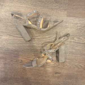 Elegant Tan Block Heel Sandals